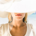a woman hiding