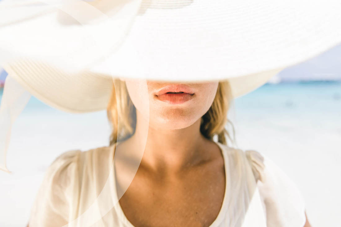 a woman hiding