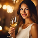 Beautiful woman celebrating with champagne